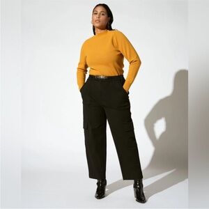 Universal Standard Karlee Stretch Cotton Twill Cargo Pants Black Size 18-20 NWT